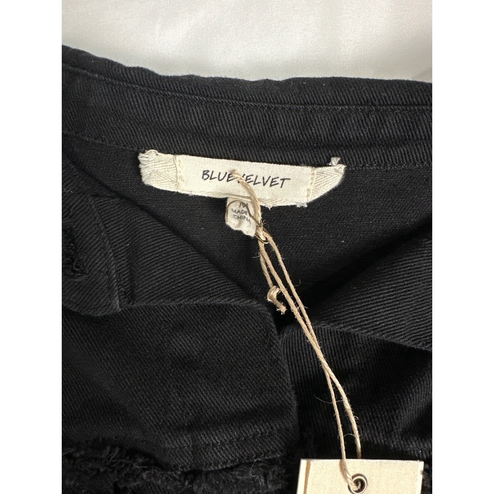 Blue Velvet Womens Distressed Denim Jacket Black Cut Out Frayed Hem 8959BT M - Picture 2 of 8
